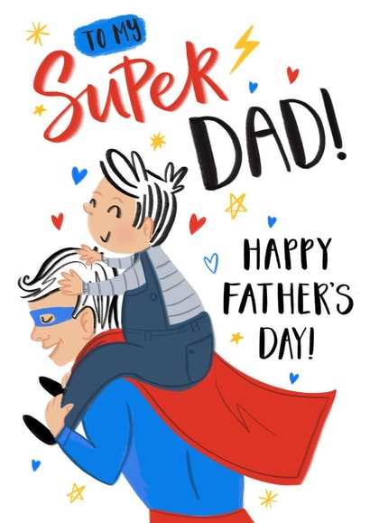 Cute Father's Day Card - Super Hero - Piggy Back Ride created by Dalia Clark Design