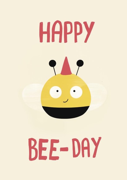 Cute Birthday Card - Bee Pun - Happy Bee-Day! created by Cozy Calm