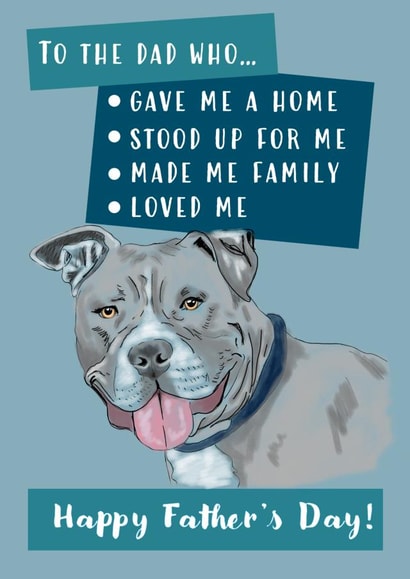 Cute Father's Day Card for XL Bully dog - bull breed - staff - dog dad created by Maddy Philips