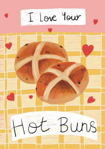 Cheeky Anniversary Card - Hot Cross Buns created by Liz Davies Illustration