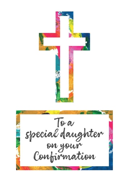 Modern Confirmation Card For Daughter - Cross - Abstract Art created by size3art