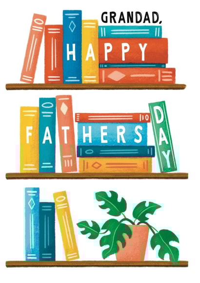 Bookshelf Fathers Day Card - For Grandad created by Sophie Kent Illustration