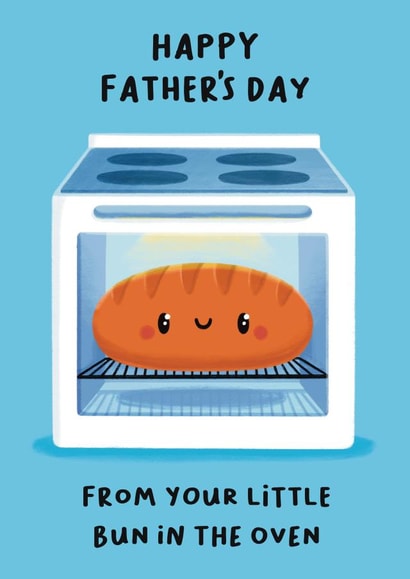 Cute Father’s Day Card - For Dad To Be - From Bump - Bun In The Oven created by Sophie Kent Illustration