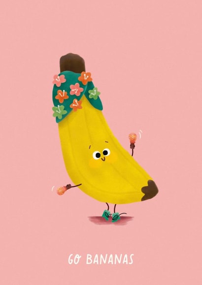 Cute Birthday Card – Go Bananas! created by Mia Tivey Illustration