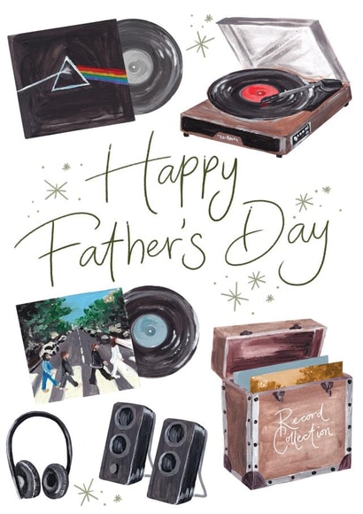 Music Vinyl Record Player Collection - Father's Day Card For Dad or Grandad created by Making Meadows Ltd