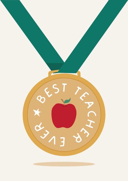 Cute Thank You Card - Medal - For Teacher created by Puns and Needles