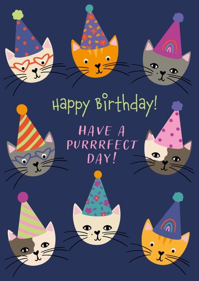 Cute Birthday Card - Cats in Party Hats created by Sazerelli Designs