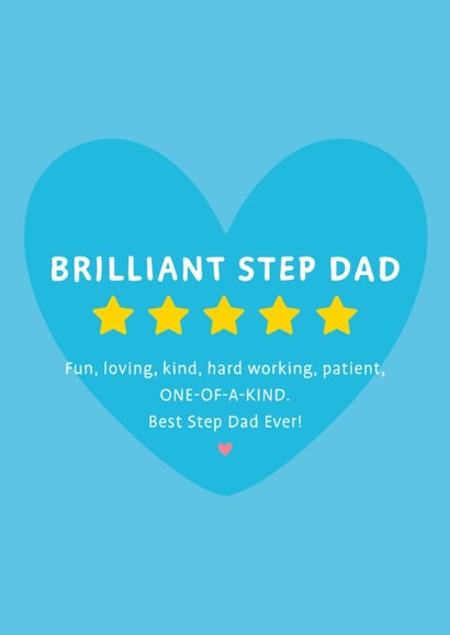 Cute Father's Day Card - Five Star Step Dad created by Macie Dot Doodles