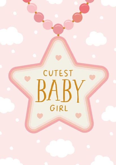 Cute Pink Congratulations Card - For the Cutest Baby Girl created by The Pattern Press