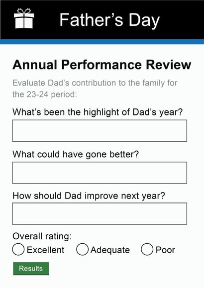 Funny Cheeky Father's Day Card | Annual Performance Review created by Pottsy Prints