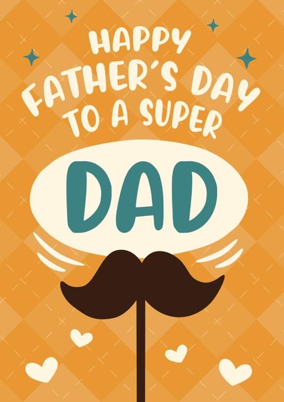 Fun Fathers Day Card - Super Dad - Graphic Moustache created by Liverpool Card Studio
