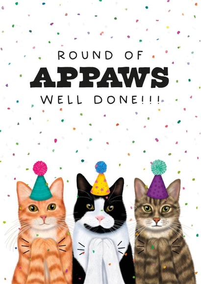 Funny Congratulations Card - Cats - Round Of Appaws - GCSE - A Level - Results created by badgerbee design