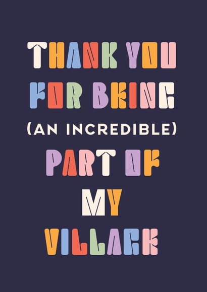 Classic Thank You card - Part of my Village - Bringing up a Child created by Rebecca Prinn