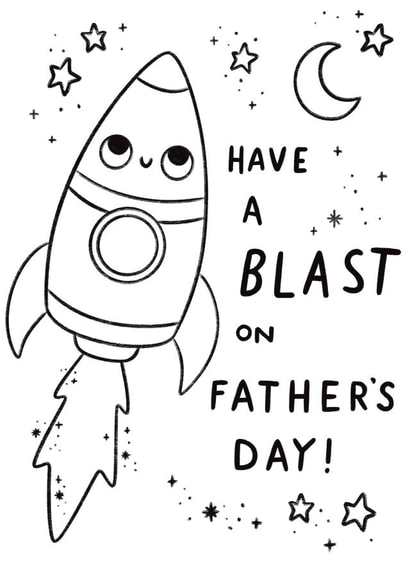 Colouring in Father’s Day Card - From Kids - Space - Have A Blast - DIY created by Sophie Kent Illustration