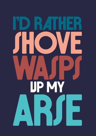 I'd Rather Shove Wasps Up My Arse - Not wanting to do something - Bold Type created by Rebecca Prinn