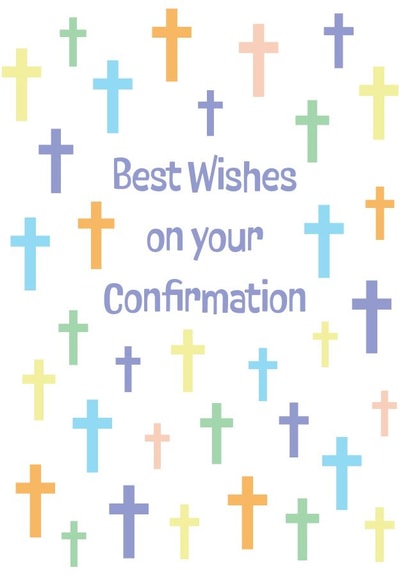 Modern Confirmation Card - Best Wishes - Colourful Crosses created by size3art