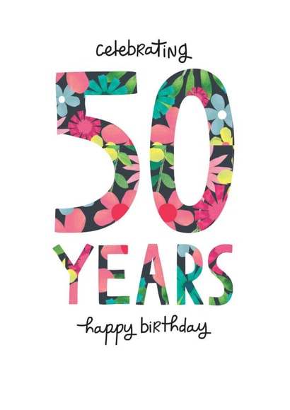 Pretty Birthday Card - Floral 50th created by The Boy and the Bear
