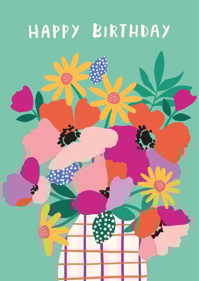 Pretty Happy Birthday Card - for Her - Colourful Flowers created by Nina Raby - Jones
