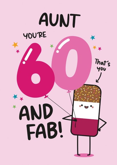 Cute Birthday Card - Aunt - 60th created by Twisted Haggis