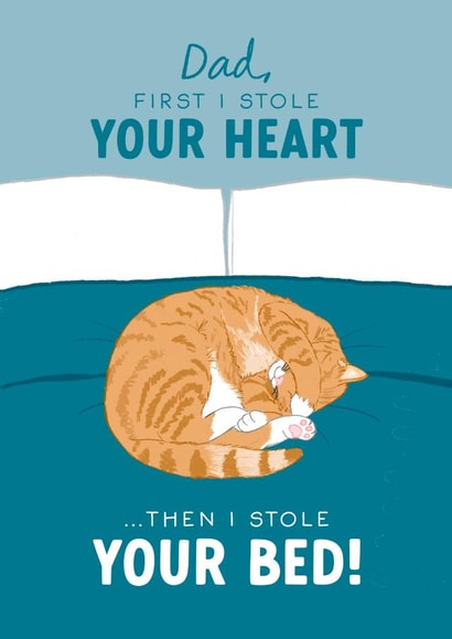 Funny Ginger Cat Father's Day Card - From the Cat - Stole Your Bed created by The Cake Thief