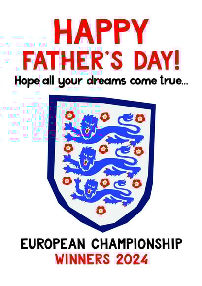 Fun Father's Day Card - Hope Your Dreams Come True - England Euro 2024 Winners created by Paper Plane