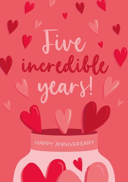 Cute 5th Anniversary Card - Five Incredible Years! created by The Pattern Press