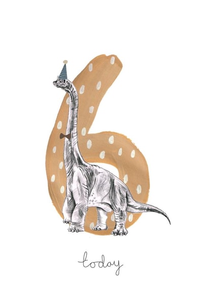 Cute Birthday Card - 6th - Dinosaur created by Halle-lula P