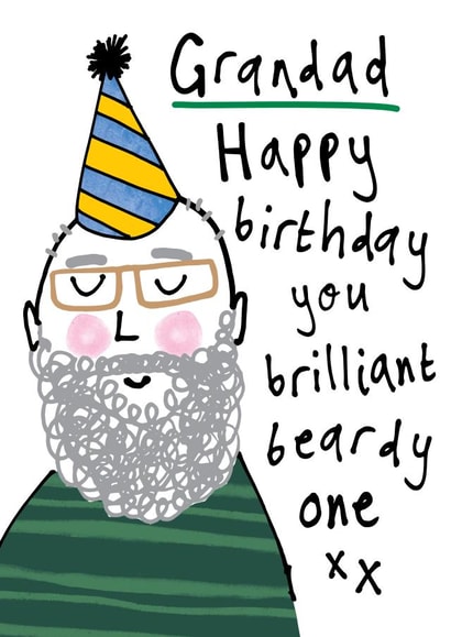 Cute Birthday Card - For Grandad - Brilliant Beard - Beardy One created by Bow & Bell
