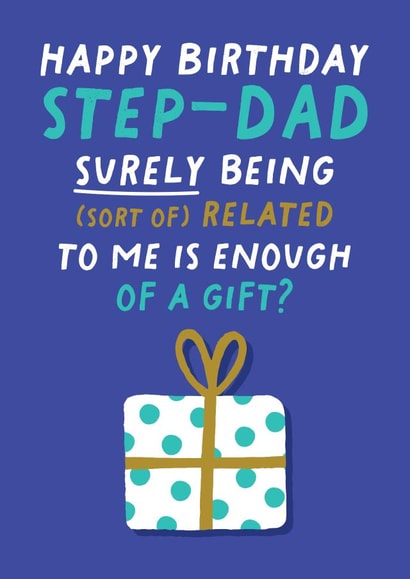 Funny Birthday Card - For Step Dad - Sort of Related - Gift created by Pixie Studio