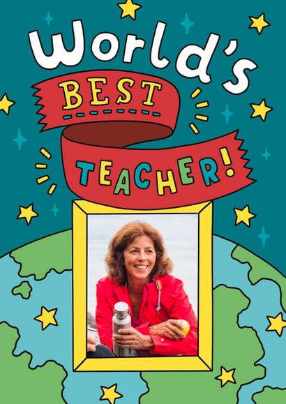 Cute Thank You Photo Card - For The Worlds Best Teacher created by Josie Gledhill