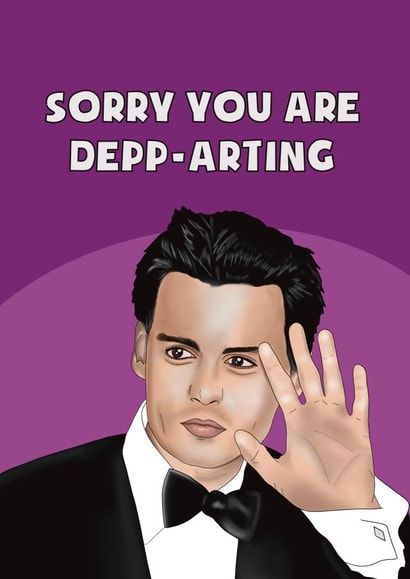 Punny Leaving Card - Johnny Depp Pun - Waving Goodbye created by Drawings by Firefly