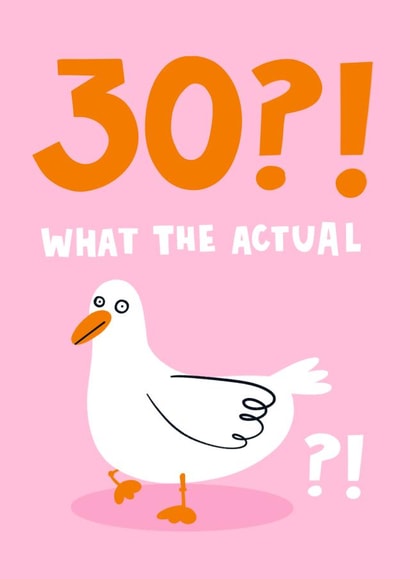 Cheeky Birthday Card - Wtf - 30th - Duck - Pun created by Lucy Maggie Designs
