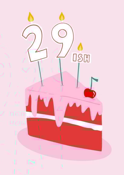 Funny 30th Birthday Card - Cake - 29 ish created by Lucy Maggie Designs