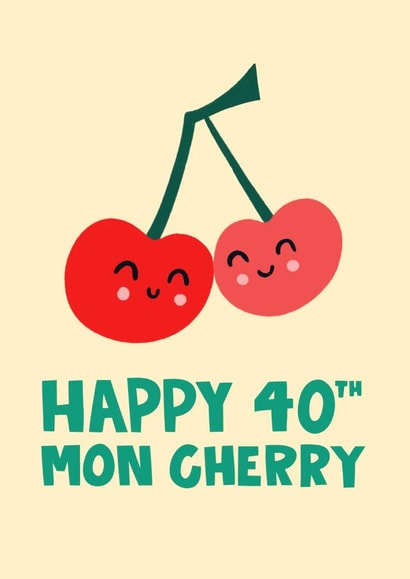 Cute 40th Birthday card - Cherry - Mon cheri created by Lucy Maggie Designs
