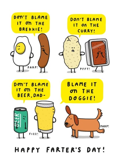 Funny Father's Day Card - Blame It On The Doggie, Dad! created by mungo and shoddy