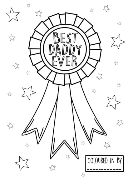 Heartfelt Father's Day Card - Best Daddy Ever Rosette - Colour In created by Wooden It Be Precious