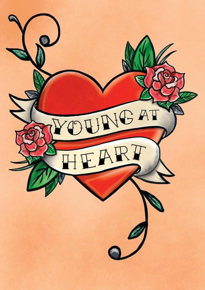 Young At Heart Birthday Card - Tattoo - Heart created by Paperlink and Meraki Greeting Cards