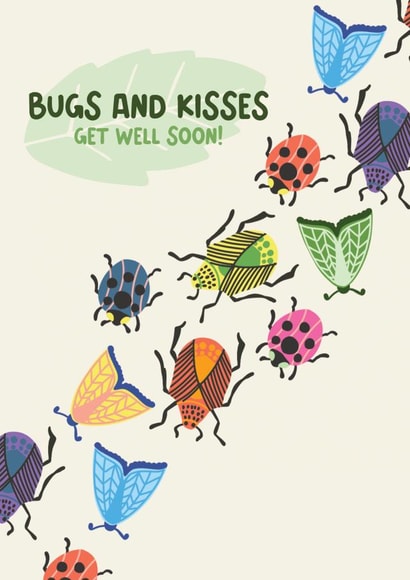 Funny Get Well Soon Card - Bugs and kisses created by Jamie Lindsay