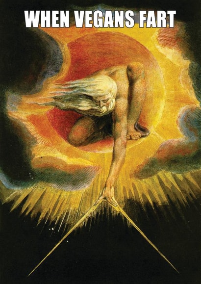 Funny Birthday Card - For A Vegan - Fart Joke created by Paperlink and Meraki Greeting Cards