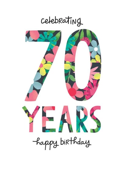 Pretty 70th Birthday Card - For Her - Celebrating 70 years created by The Boy and the Bear