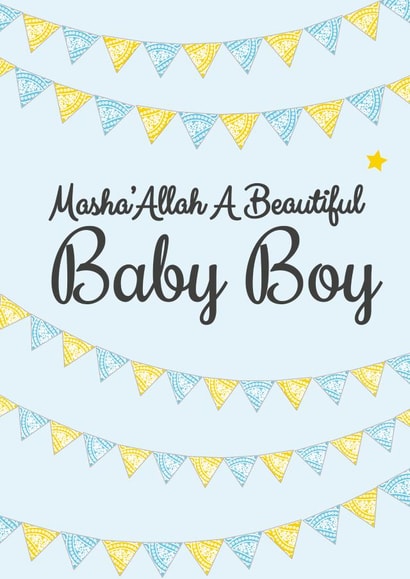 Masha' Allah Flag Bunting Baby Boy Bunting Blue created by Eastern Print Studio