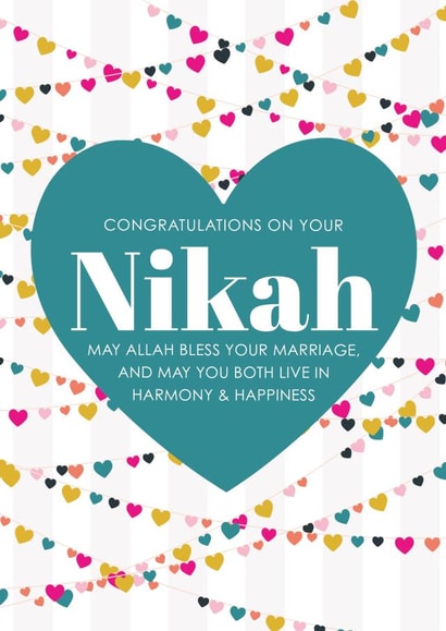 Classic Nikah Mubarak Card - Hearts created by Eastern Print Studio