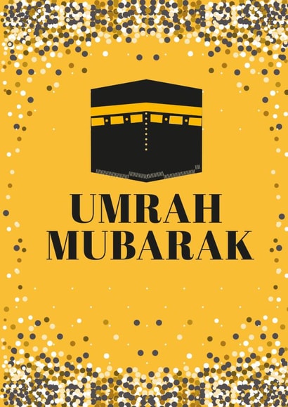 Umrah Mubarak Card - Yellow Scatter Spots created by Eastern Print Studio