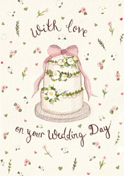 Pretty Wedding Card - With Love - Wedding Cake created by Love Lucy Illustration
