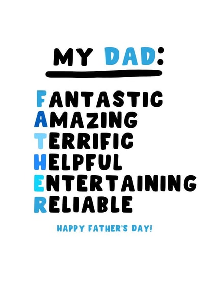 Cute Father's Day Card - Fantastic - Amazing - Terrific created by Pink Peach Cards