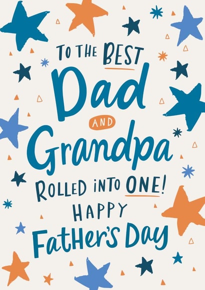 A heart warming Father's Day card for a dad who is also a Grandpa - Stars created by Dotty Black