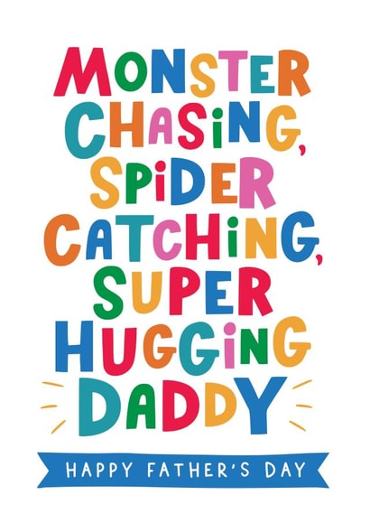 Cute Father's Day card for a Daddy - Monster chasing - Spider catching created by Dotty Black