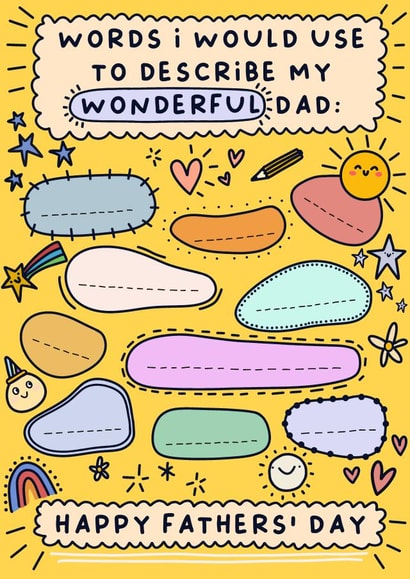 Cute Fathers' Day Card  - Words To Describe My Dad created by Sarah Harding