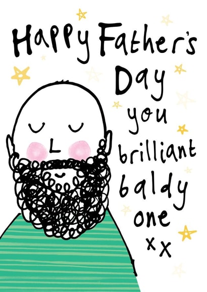 Cute Funny Father's Day Card - Bald Beard Man - For Dad Grandad created by Bow & Bell