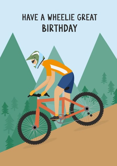 Punny Birthday Card - Mountain Biking - Cycling created by Helen Richmond